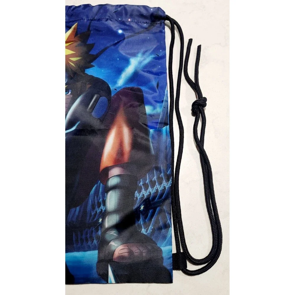 Naruto Drawstring Book Bag Tote With Zipper Pocket Anime Boruto Japan NWOT